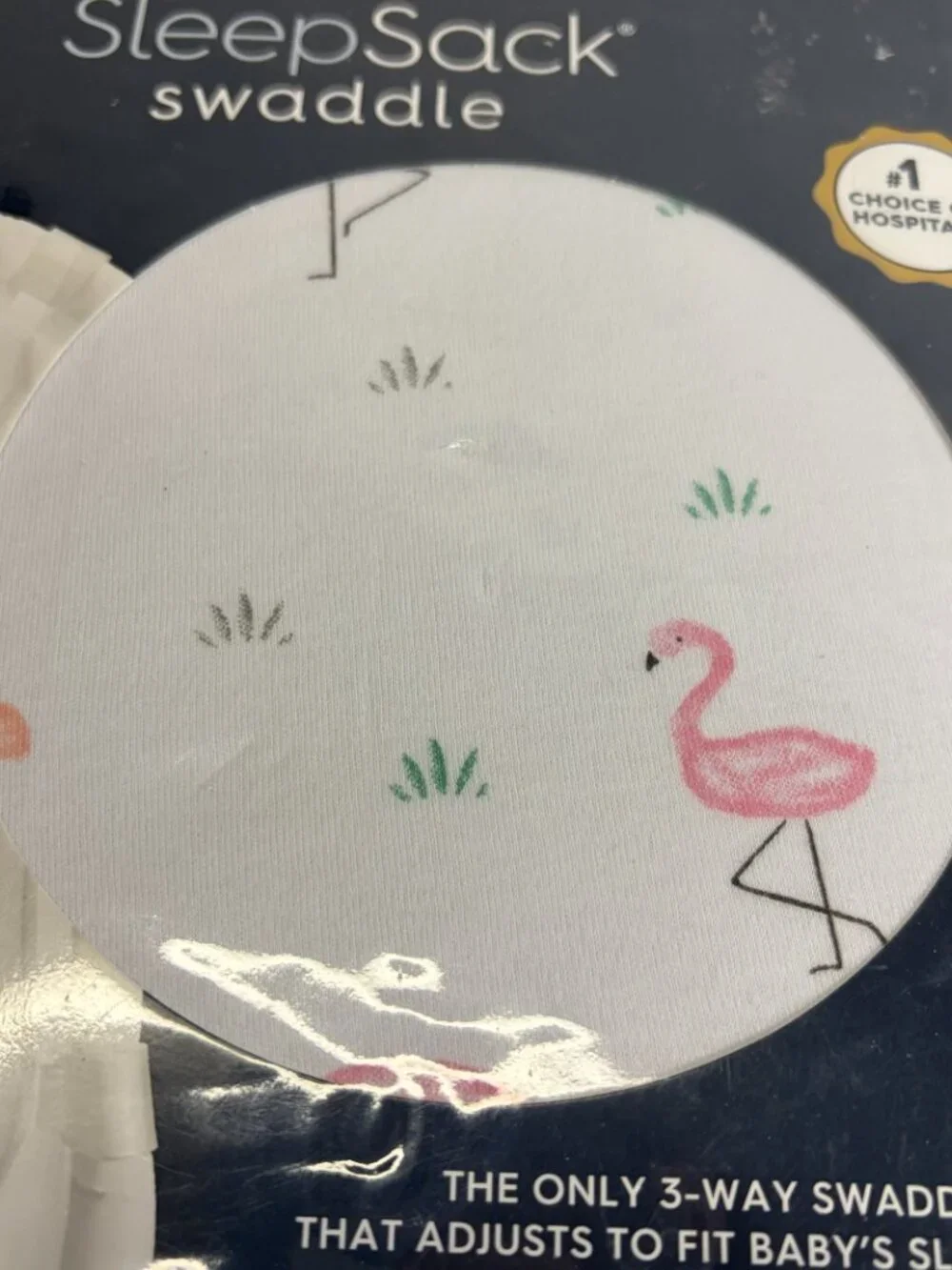 Halo Sleep Sack Swaddle Small 3-6 Month White Pink Flamingo 1.5 TOG Cotton